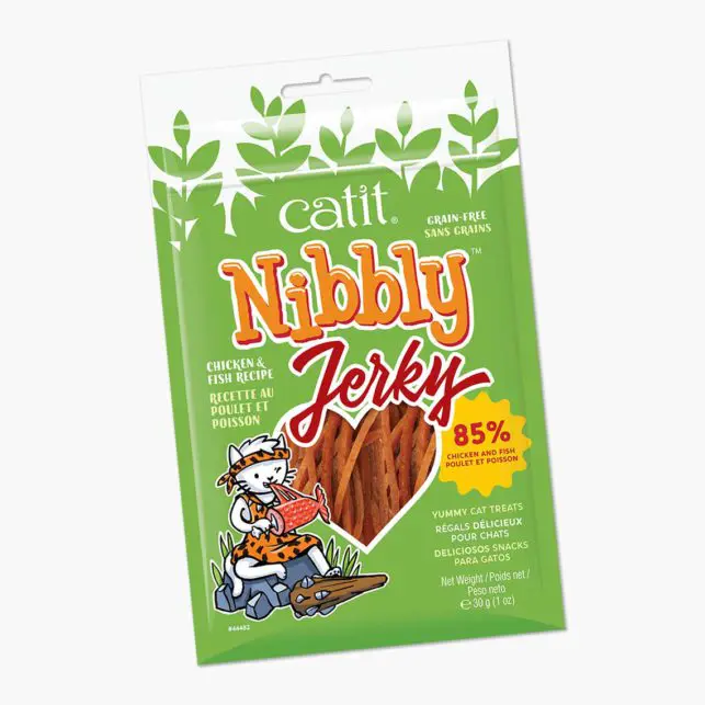TREATS CATIT NIBBLY JERKY POLLO & PESCADO STRIPS- Grain free 30g