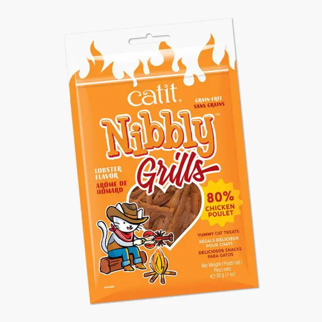 TREATS CATIT NIBBLY GRILLS POLLO Y LANGOSTA. Grain Free-30g