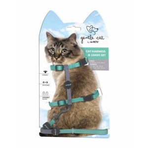 MPETS – Gentle Cat Harness Leash Set Jade Green