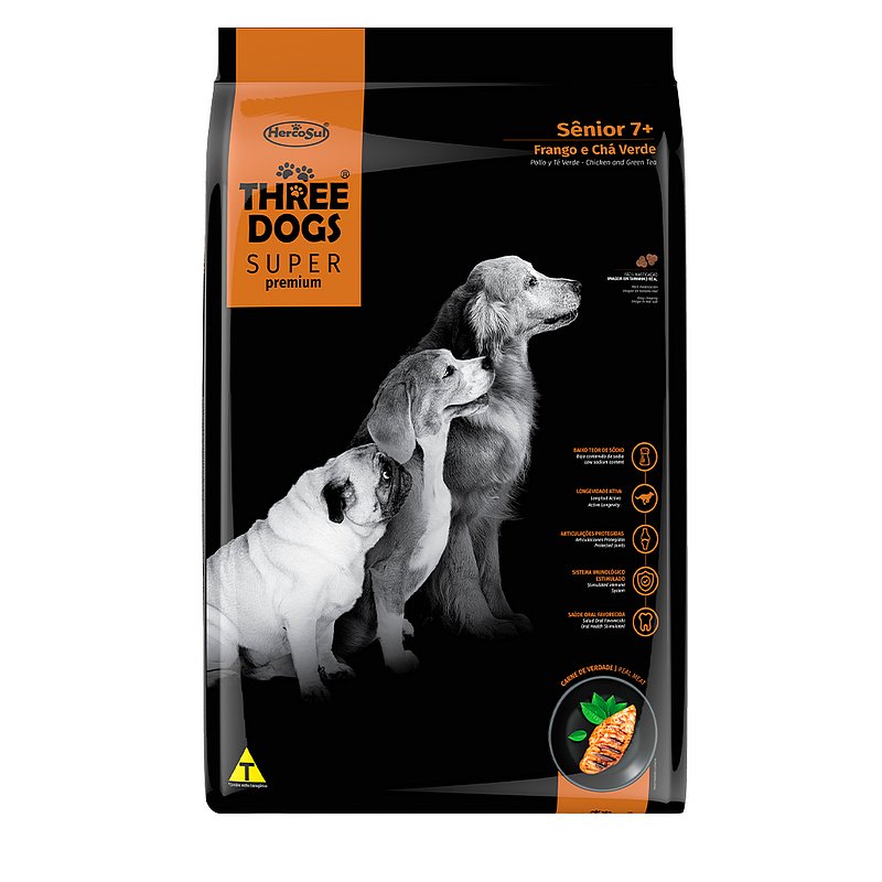Alimento THREEDOGS SUPER PREMIUM SENIOR 15 + 2 KG POLLO Y TE VER