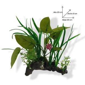 Tronco Con Plantas Para Acuario B5103 Planta Flor trébol
