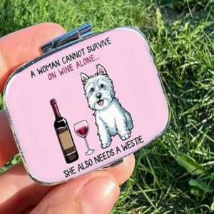 Mini pastillero divertido de Westie y vino