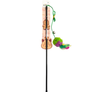 VARA PLASTICA CON POMPON  Y PLUMAS