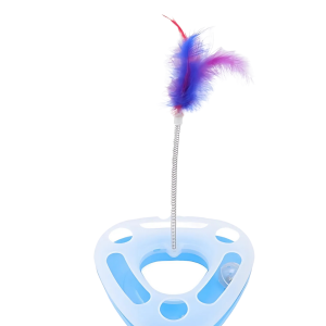 JUGUETE TRIANGULO C/ RESORTE-PLUMAS Y PELOTA