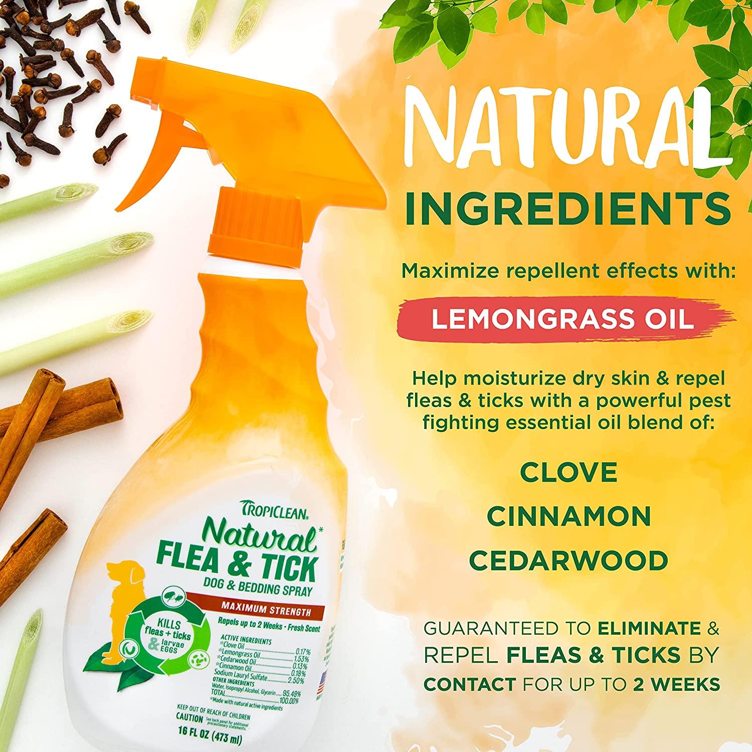 TROPICLEAN NATURAL FLEA & TICK DOG AND BEDDING SPRAY-Spray antipulgas y garrapatas 16oz. - Imagen 6