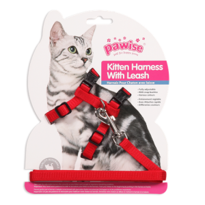 Pawise – Kitten Harness (19-32/27-47Cm) W/1.2 Leash-Red/Blue M
